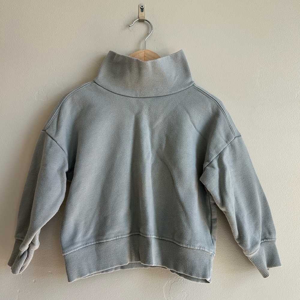 Zara Mock Neck Sweatshirt Minimal Pullover 2-3T Scandi Streetwear Cozy Preppy